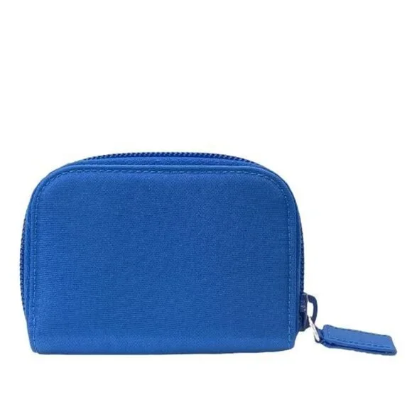 Prada 6-link Key Case Compact Round Zipper With Triangle Logo Nylon Blue - Picture 2 of 9